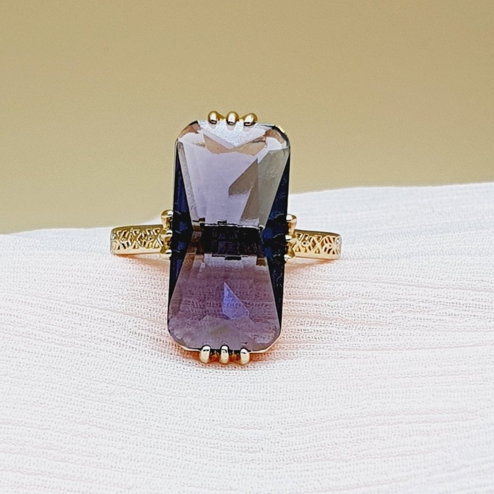 Refine Carved Thin Super Big Zircon Gold Fashion Rings for Women, INDN8462 - Picture 2 of 6